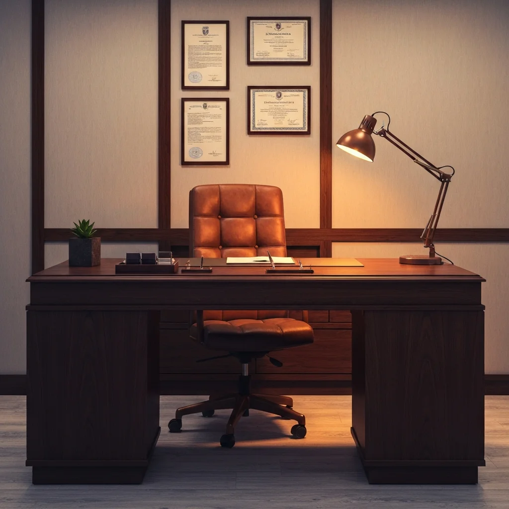 Sala de consulta elegante e moderna do Dr. Felipe Quadros.