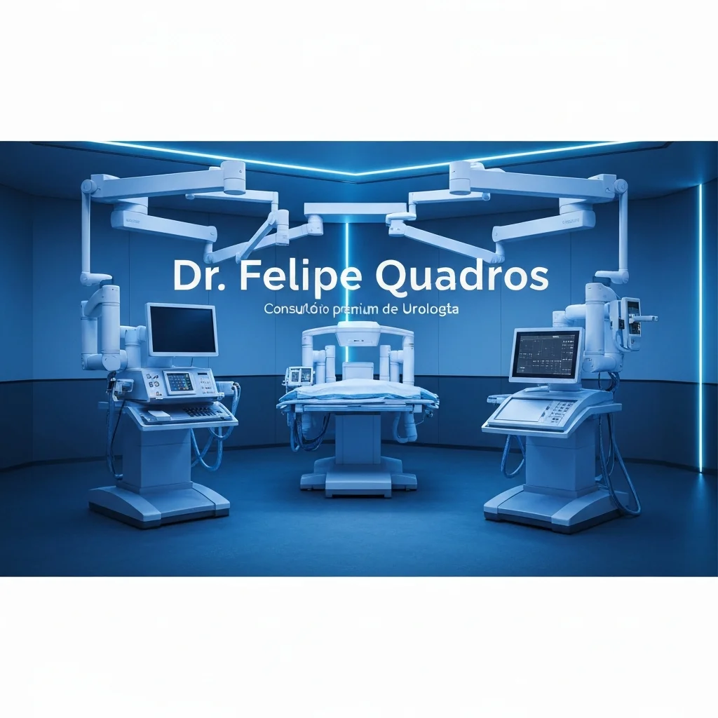 Detalhe de equipamento cirúrgico robótico de alta tecnologia.